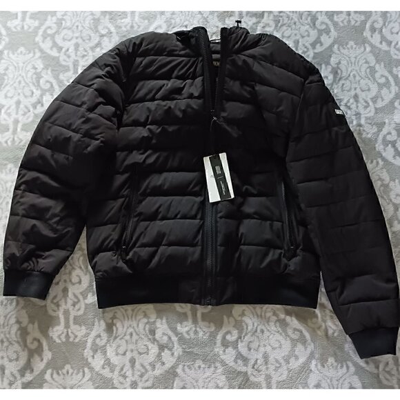 DKNY Men's Black Quilted Hooded Bomber Jacket/NWT,  Size Large - Picture 1 of 6